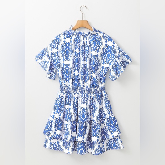 Ashleigh Blue Vintage Floral Print Wide
Ruffled Sleeve Dress Bohemian Mini - Picture 11 of 15